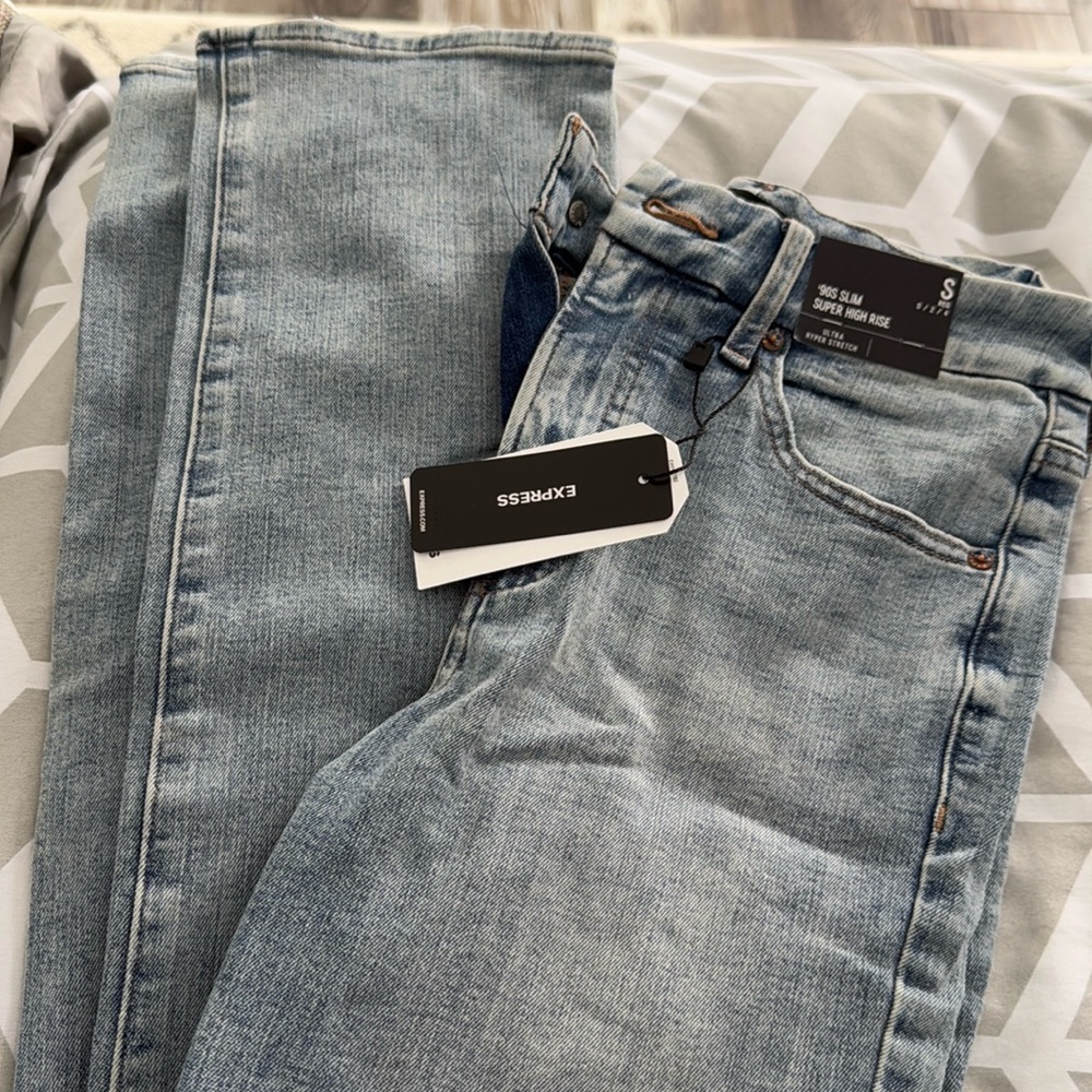 Express 90 slim super high rise ultra stretch jean new with tags size 0/2/4
